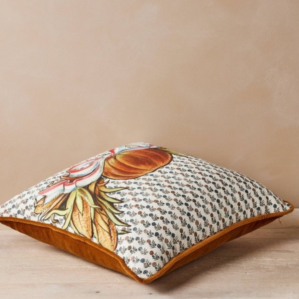 Gold Velvet‎ Pumpkin Americana Holiday Throw Pillow